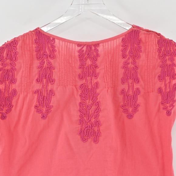 FREE PEOPLE Top Womens Size S Pink Lightweight Embroidered Detail Boho Blouse - Picture 12 of 13